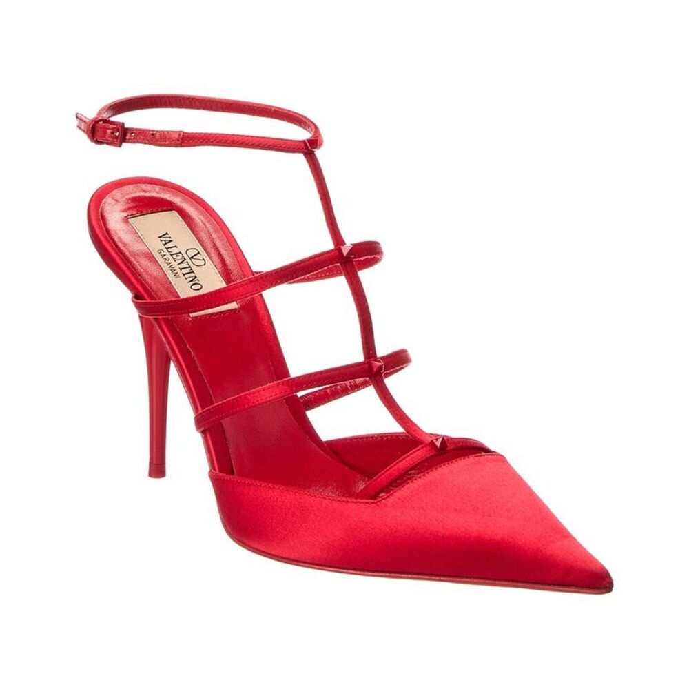 Valentino Rockstud 100 Satin Pump, Red